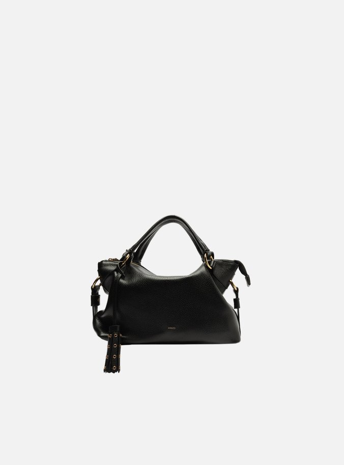 Bolsa Tote Preta Couro Pequena Barbicacho
