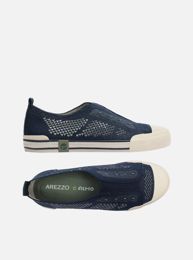 Tênis Slip On Azul Knit Elástico Alme