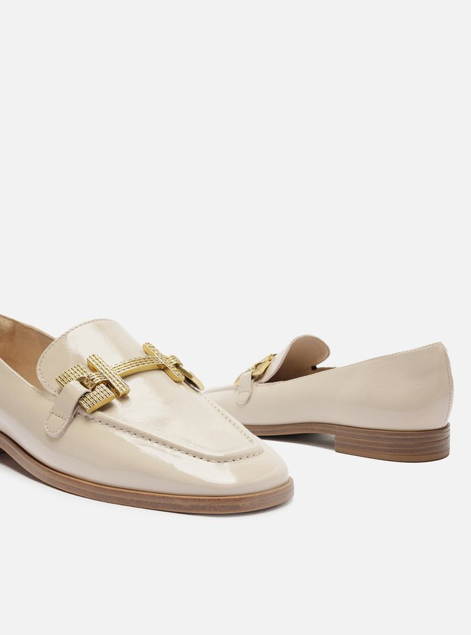 Mocassim Branco Couro Shine Metal