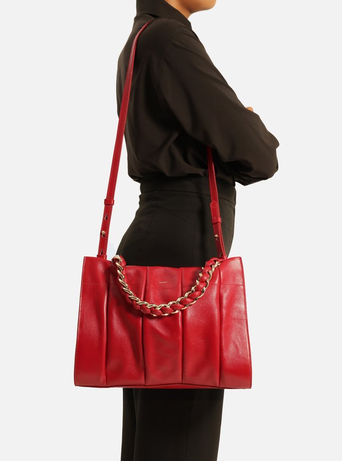Bolsa Tote Vermelha Couro Milano Grande