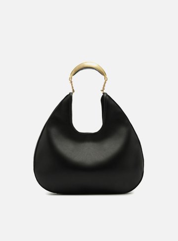 Bolsa Tiracolo Preta Couro Média Metal Bold