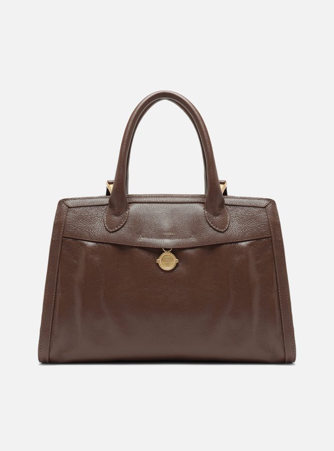 Bolsa Tote Marrom Couro Grande Medalha