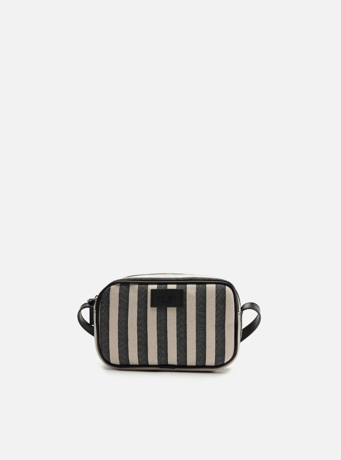 Bolsa Preta Listras Tiracolo Pequena