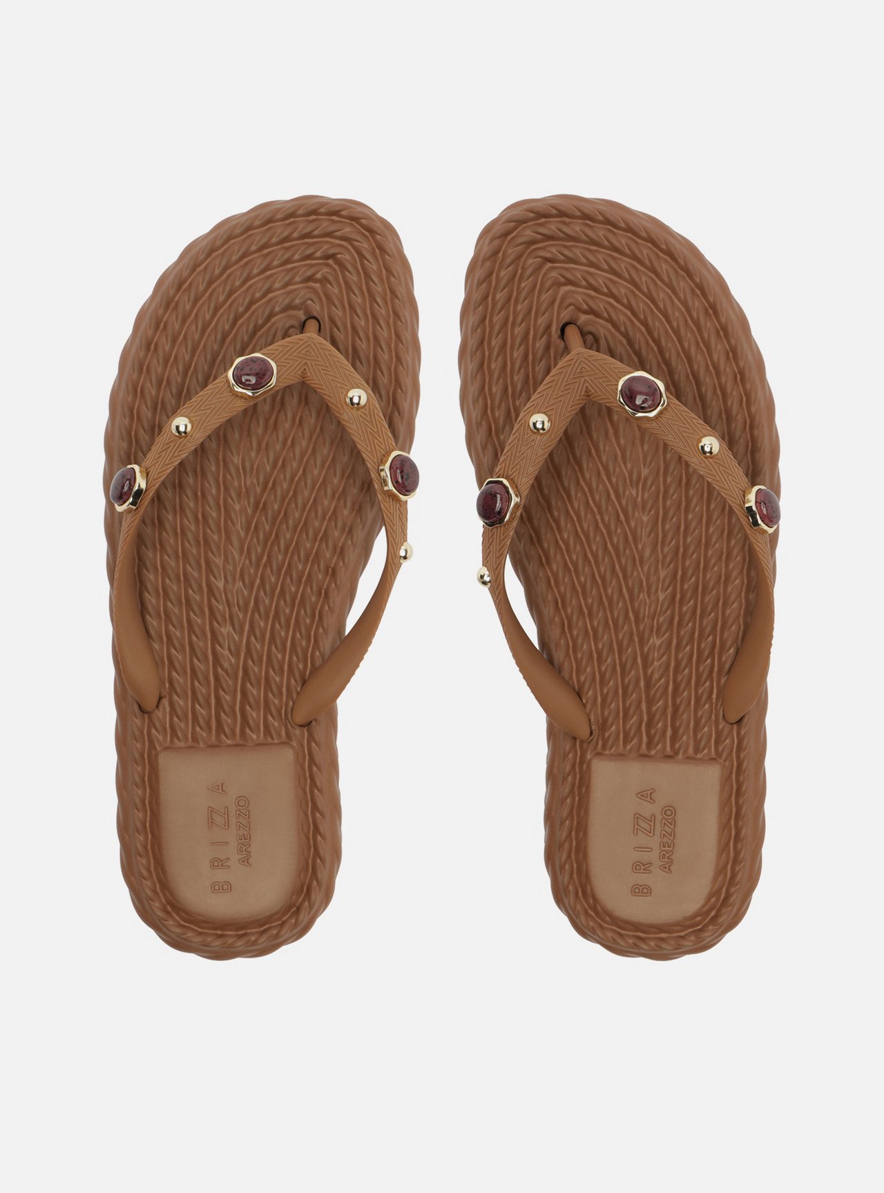 Chinelo Marrom Marrocos Pedras Flip Flop — foto 3