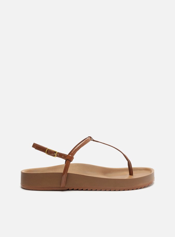 Sandália Papete Marrom Flatform Slim