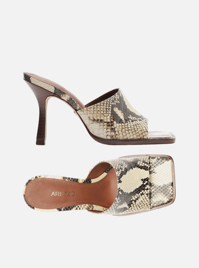 Mule Animal Print Bico Quadrado Tira Única