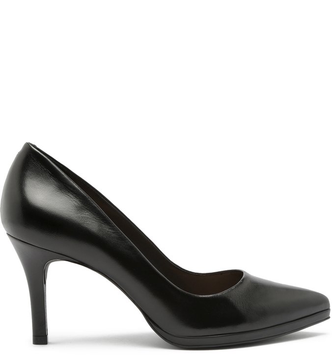 Scarpin Couro Salto Médio Fino Preto