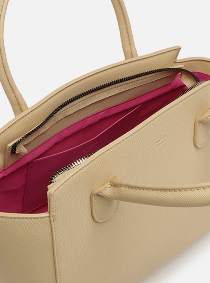Bolsa Tote Bege Média Texturizada