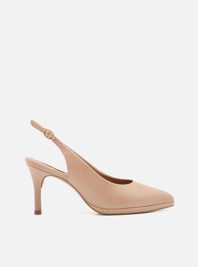 Scarpin Bege Couro Meia Pata