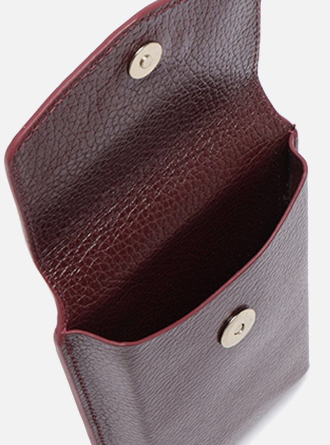 Mini Bag Vinho Couro Porta-Celular Tag Metal