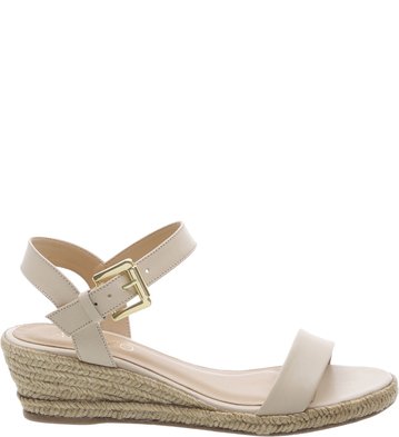 Sandália Anabela Couro Off White