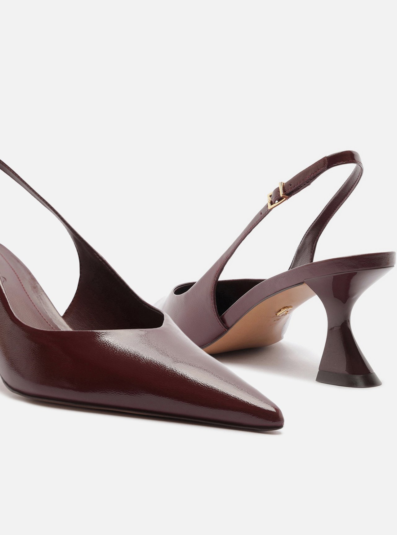 Scarpin Vermelho Couro Salto Geométrico Slingback — foto 4