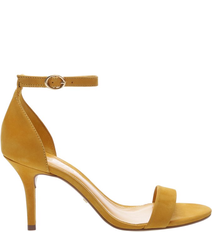 Sandália Isabelli Nobuck Salto Fino Médio Amber Yellow