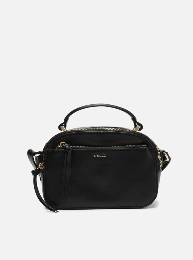 Bolsa Tiracolo Preta Pequena Arredondada