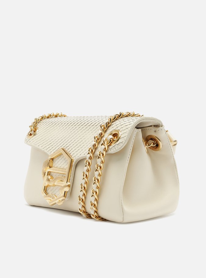 Bolsa Tiracolo Off-White Couro Snake Pequena