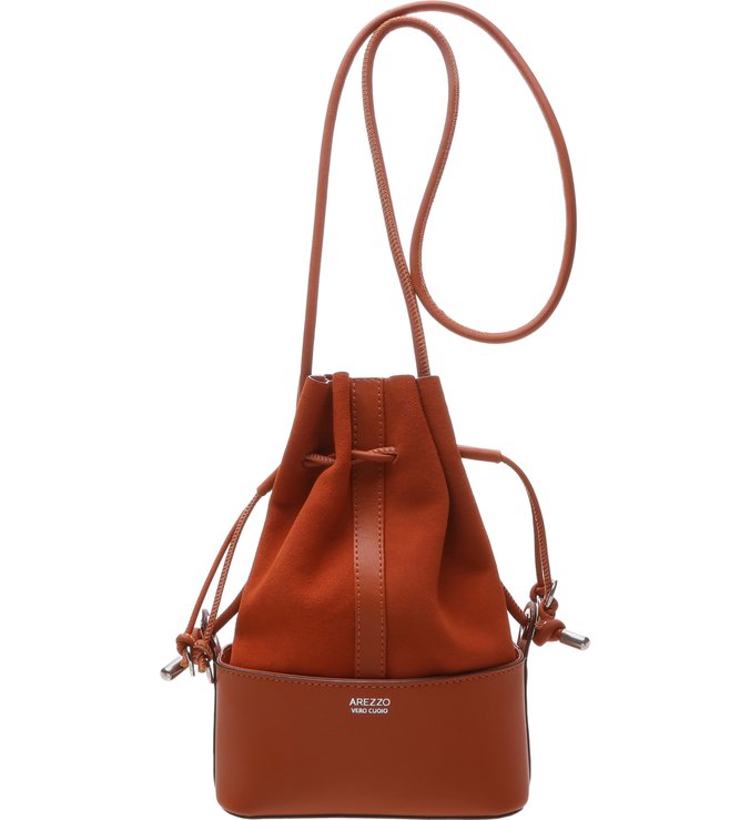 Bolsa Bucket Paty Couro e Camurcina Pequena West Orange
