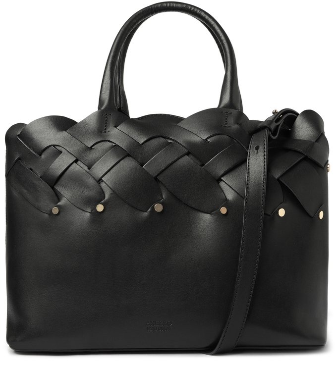 Bolsa de Couro Preta Tote Grande Aline