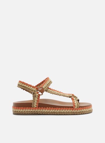 Sandália Papete Colorida Tramada Flatform