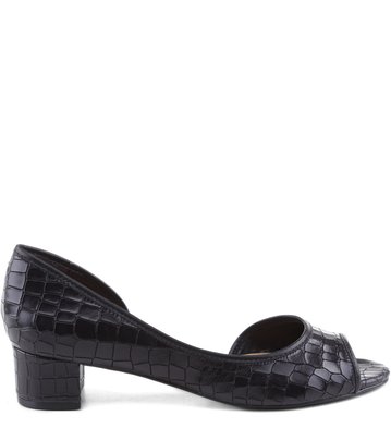 Peep Toe Croco Preta