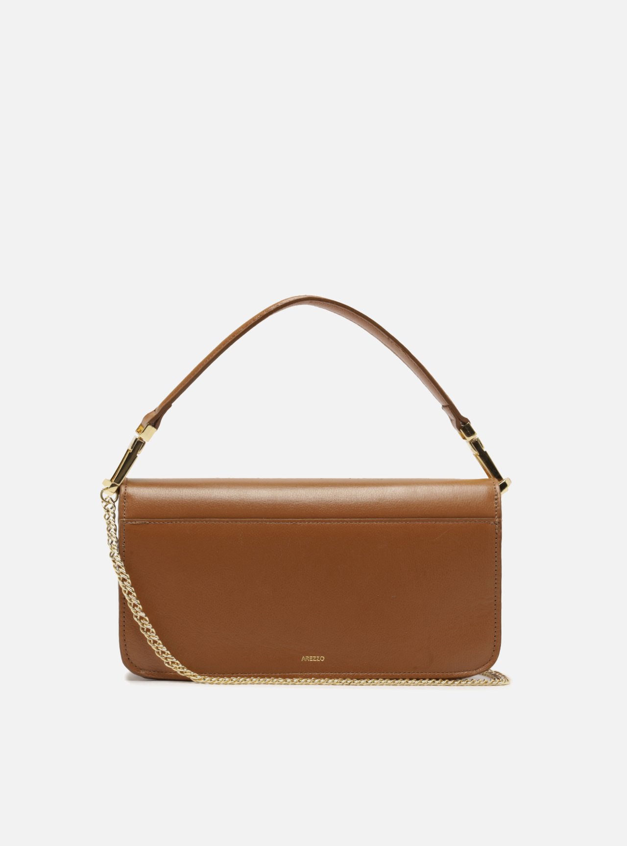 Bolsa Média Marrom Couro Fecho Metálico Corrente — foto 3