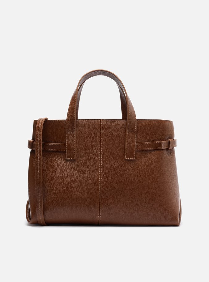 Bolsa Tote Marrom Couro Grande Fivelas
