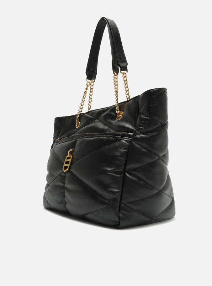 Bolsa Shopping Preta Couro Grande Matelassê
