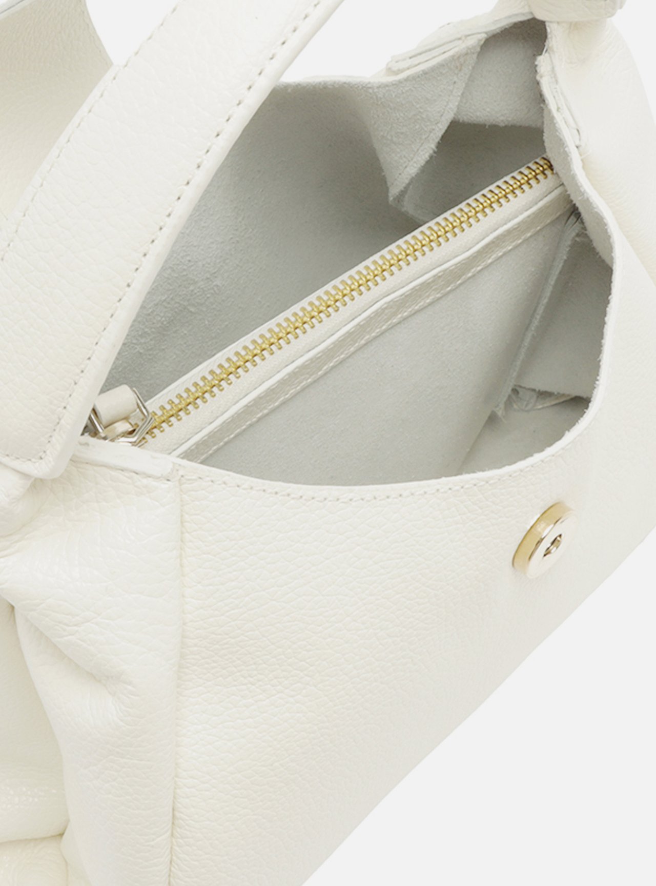 Bolsa Hobo Branca Couro Média Lapela — foto 4