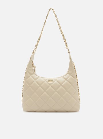 Arezzo — Bolsa Shoulder Branca Média Matelassê Alça Corrente