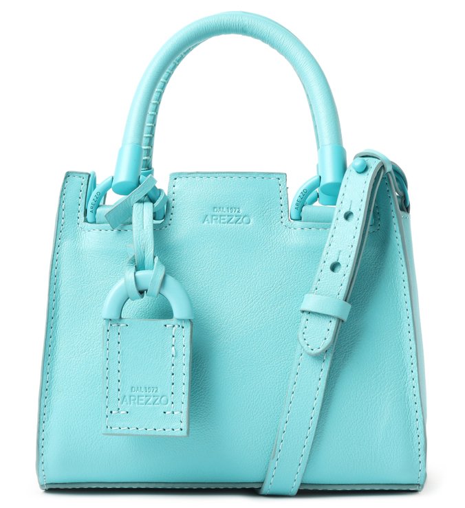 Bolsa Tote Azul Couro Abbraccio Pequena