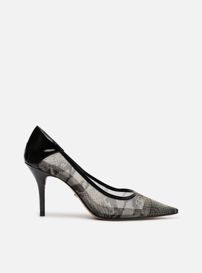 Scarpin Snake Tela Salto Alto Fino