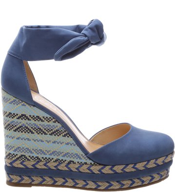 Espadrille Suede Bordado Étnico Blue Bird