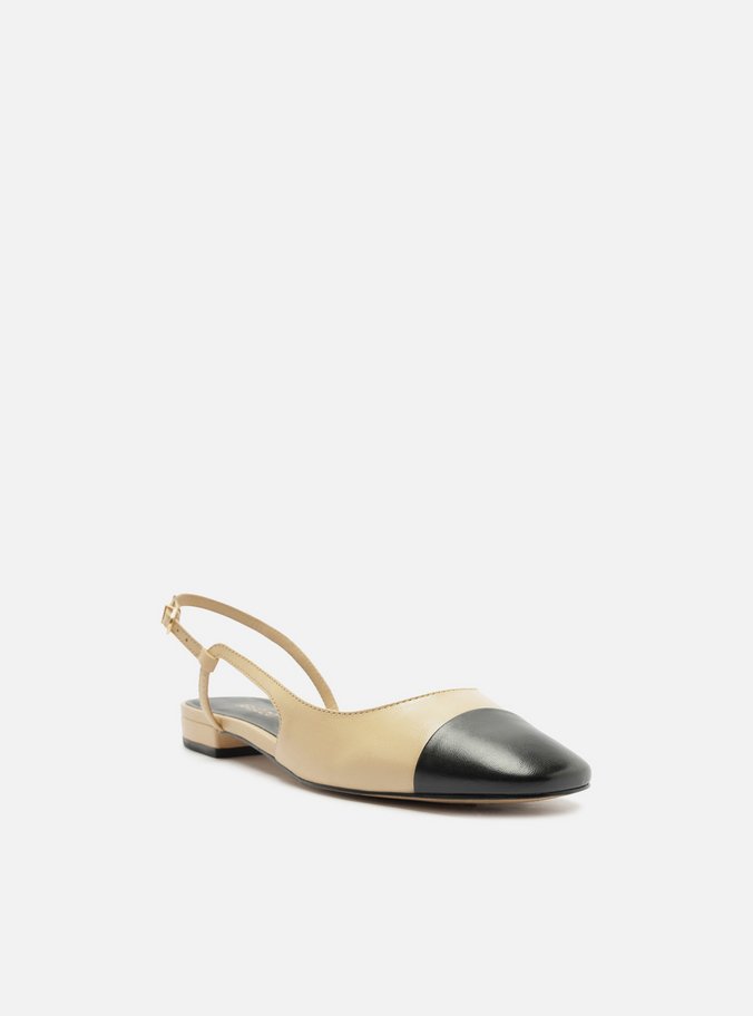 Sapatilha Nude Couro Bico Quadrado Cap Toe