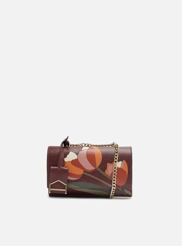 Bolsa Tiracolo Vinho Couro Abraccio Pequena Flor