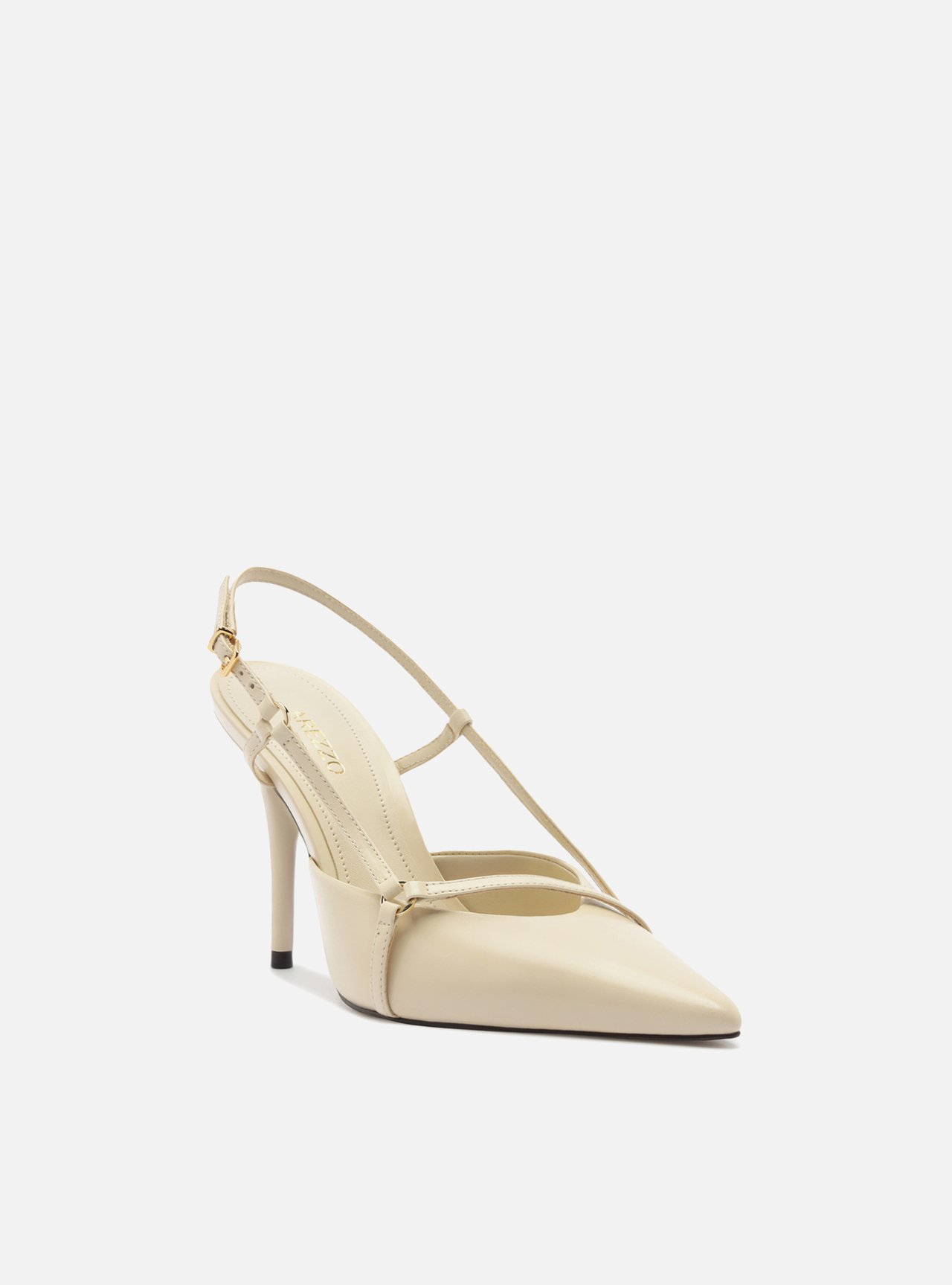 Scarpin Off-White Couro Tiras Bico Fino — foto 2