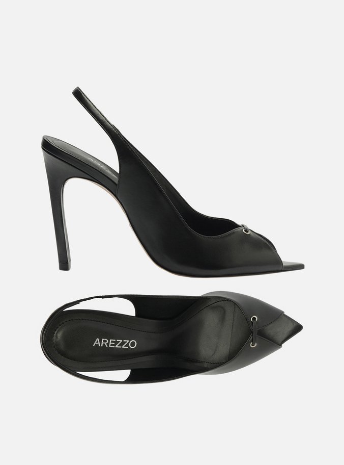 Sandália Preta Salto Alto Slingback