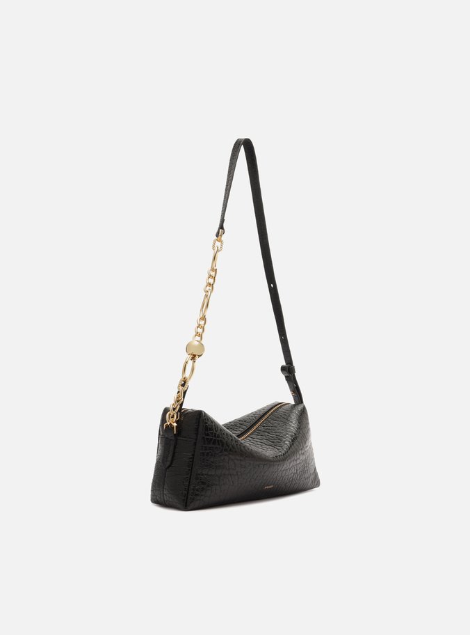 Bolsa Tiracolo Couro Preta Pequena