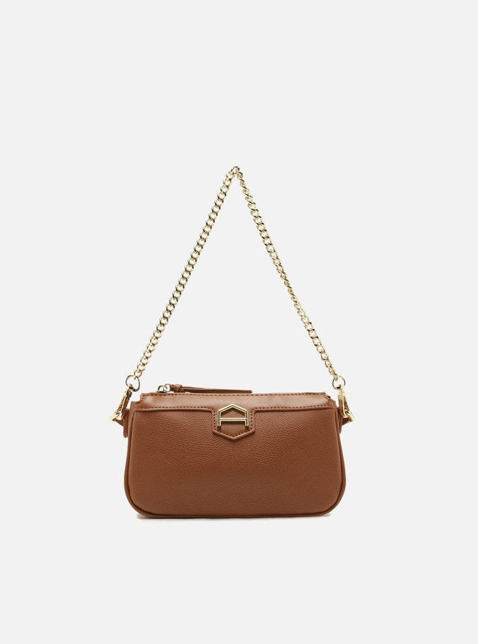 Bolsa Tiracolo Marrom Corrente Dourada