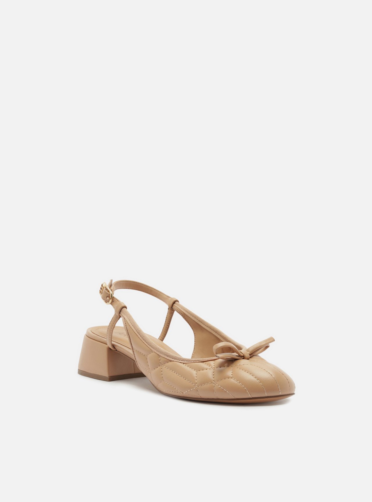Scarpin Nude Salto Bloco Matelassê Slingback — foto 2