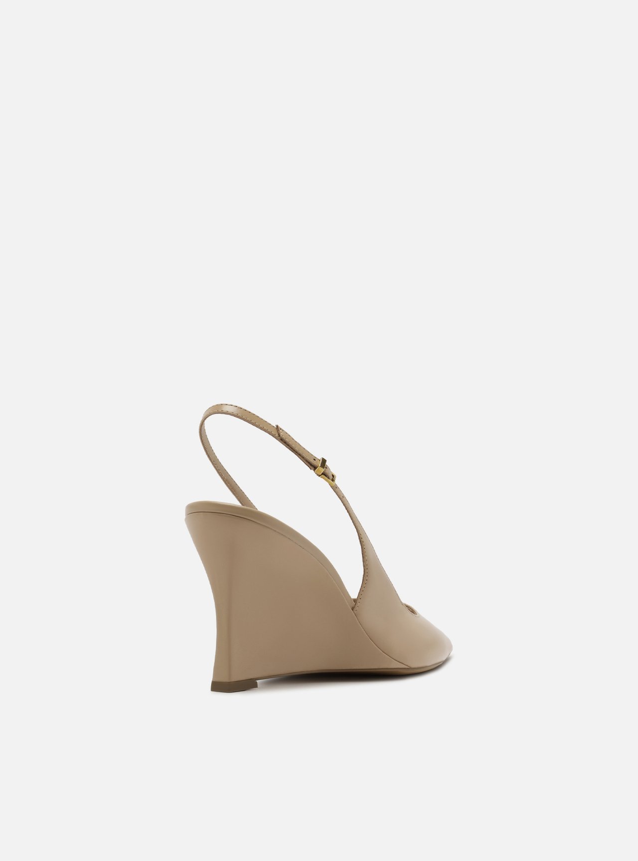 Scarpin Bege Couro Salto Alto Anabela Slingback — foto 3