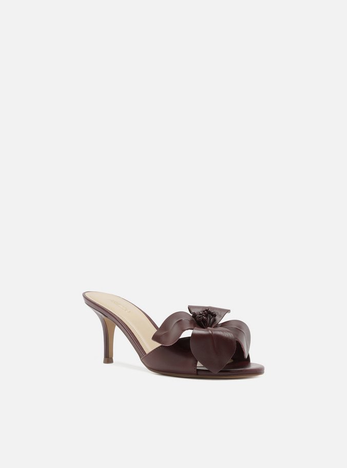 Mule Vermelha Couro Salto Fino Fiori