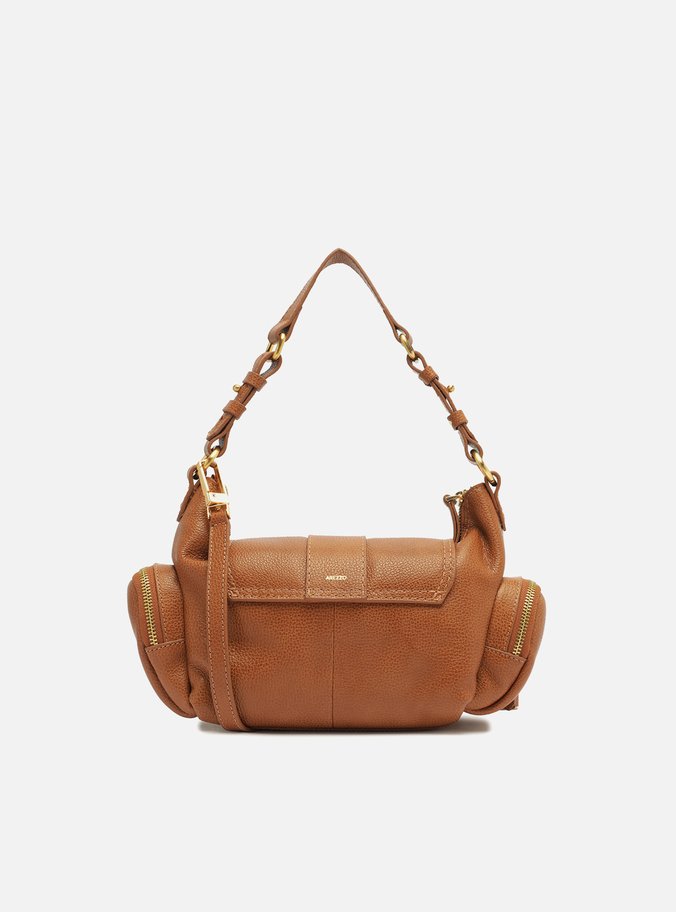 Bolsa Tiracolo Marrom Couro Média Bolsos