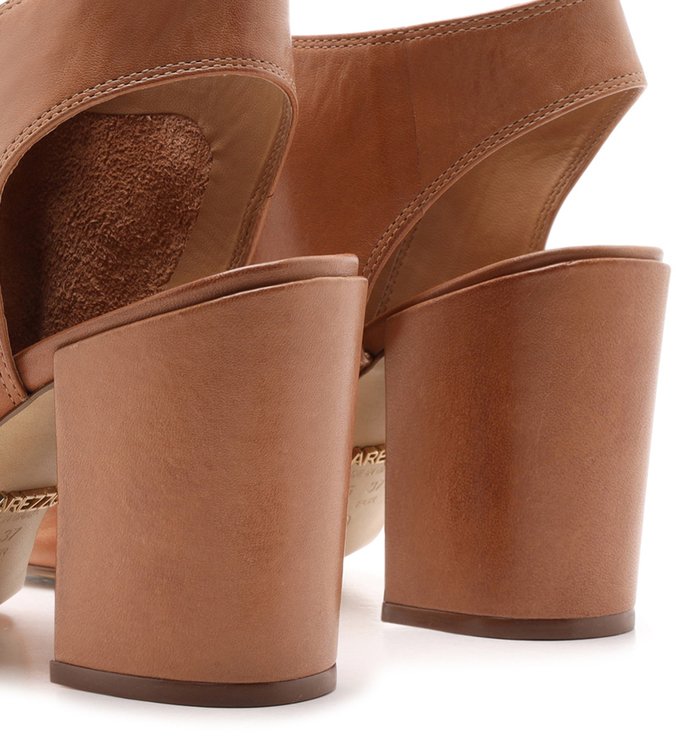 Sandal Boot Marrom Couro Zíper Salto Bloco