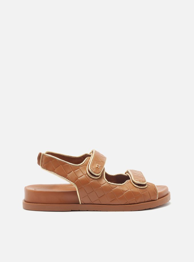 Sandália Papete Marrom Tressê Velcro
