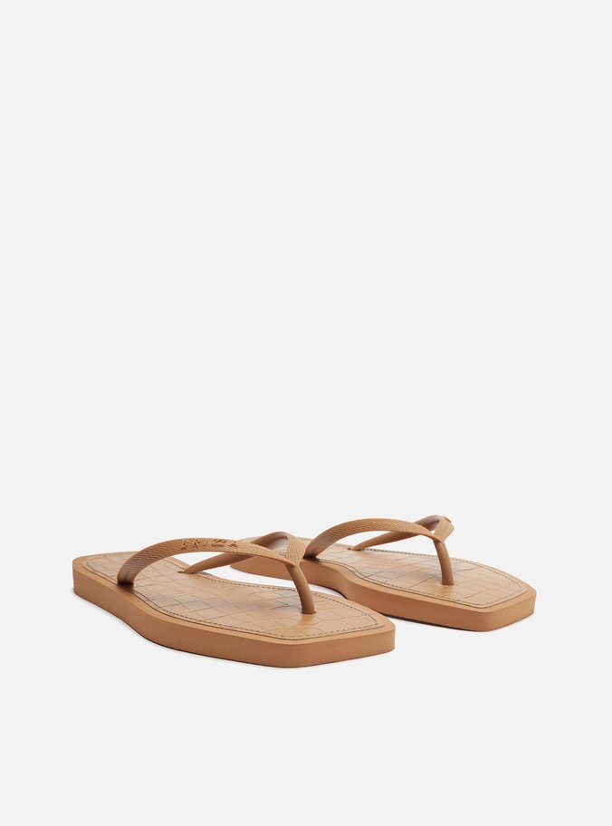 Chinelo de Dedo Marrom Square Palmilha Croco