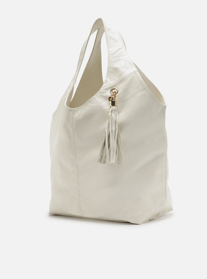 Bolsa Hobo Branca Couro Grande Barbicacho