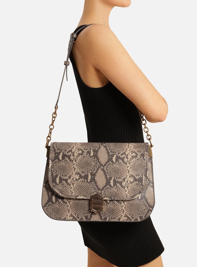 Bolsa Tiracolo Snake Couro Grande Peça Metal