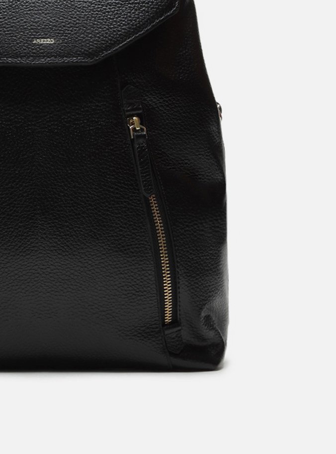 Mochila Preta Couro Grande Bolsos