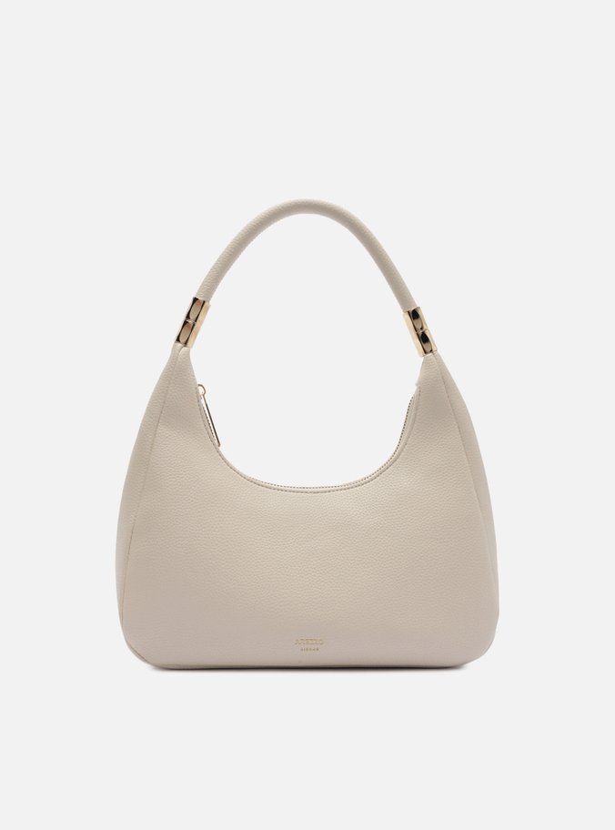 Bolsa Hobo Off White Média Granulada Metais