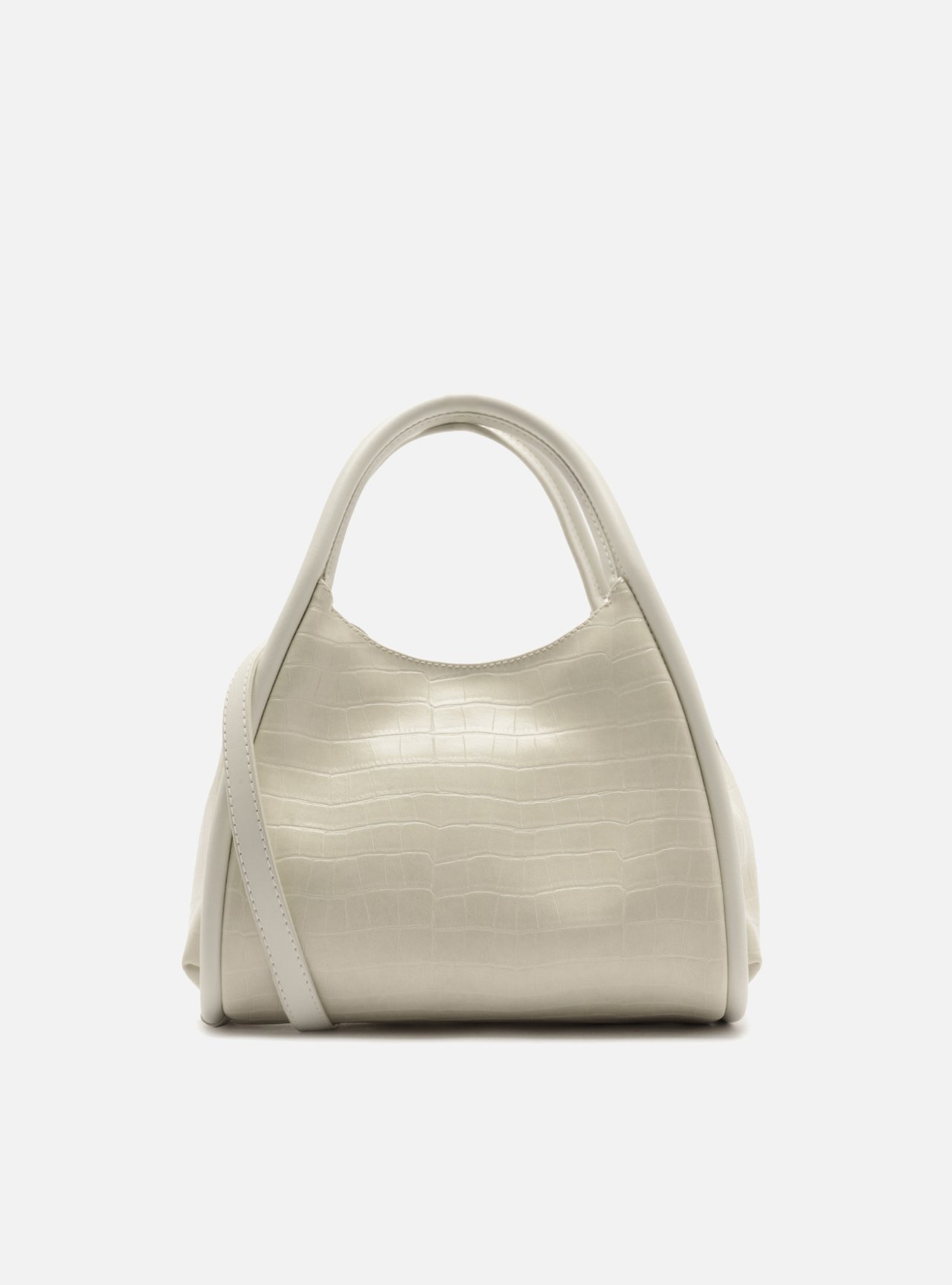 Bolsa Tiracolo Branca Média Croco — foto 3
