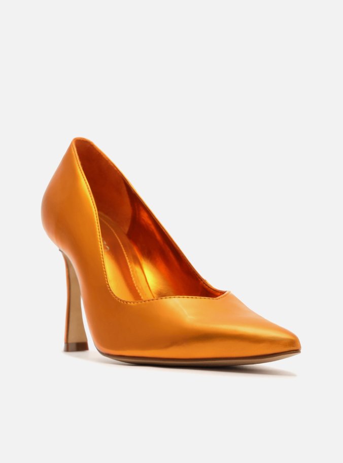 Scarpin Laranja Metalizado Bico Fino Sia
